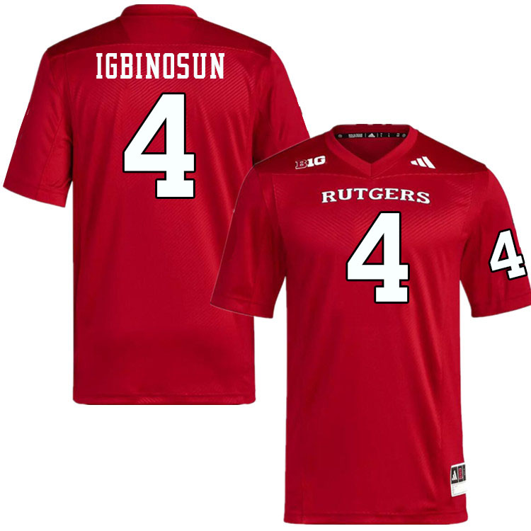 Men #4 Desmond Igbinosun Rutgers Scarlet Knights 2024 College Football Jerseys Stitched-Scarlet